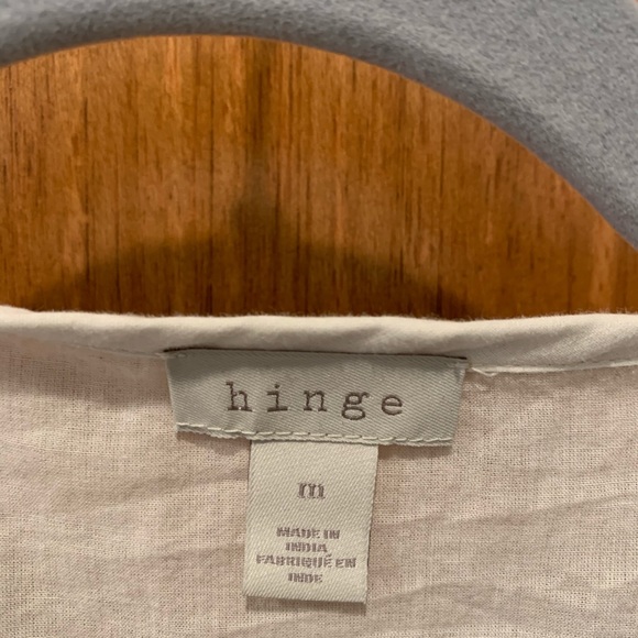 Hinge Peasant Top Size Medium White Blue Boho - Picture 6 of 7